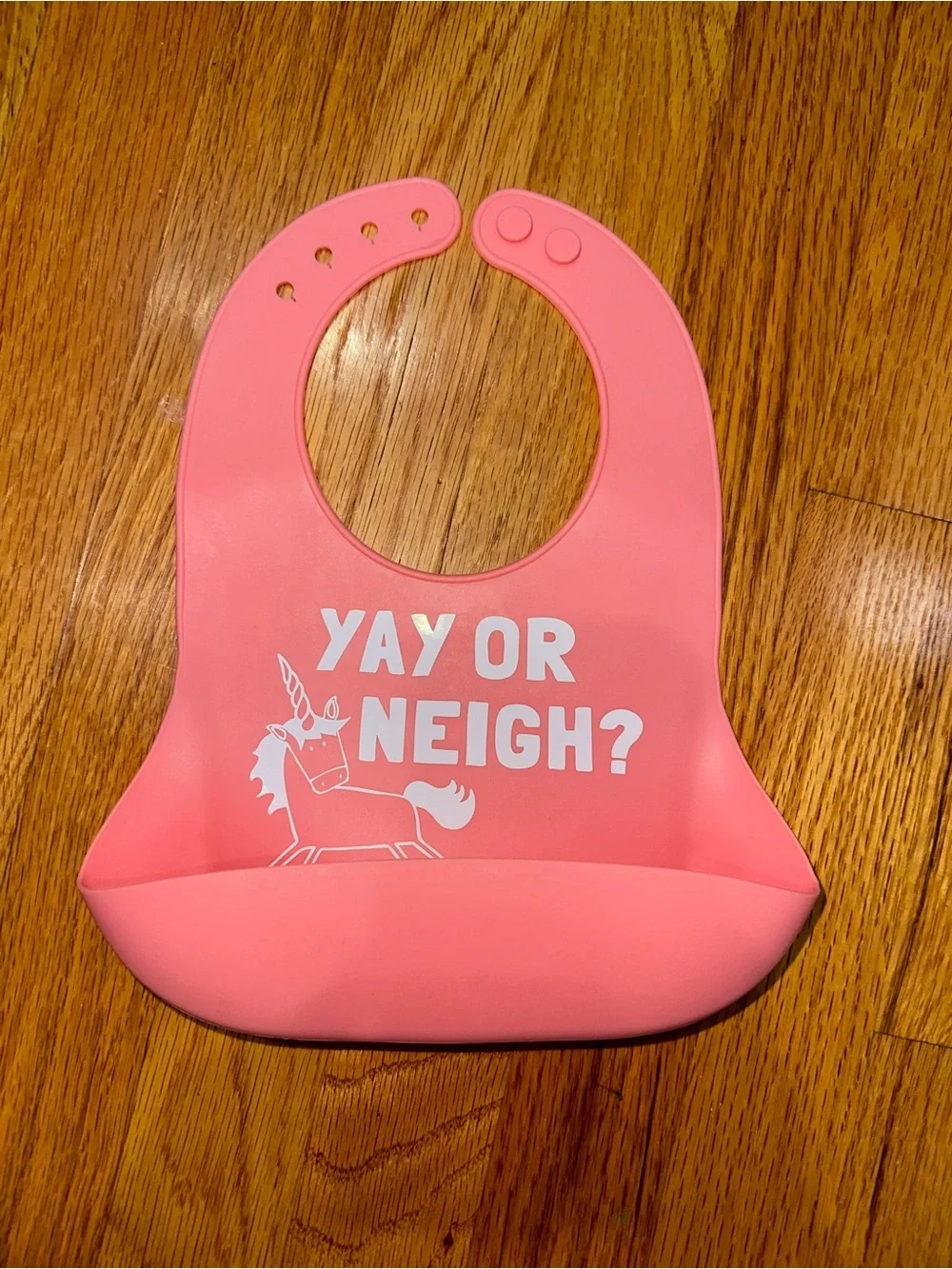 Bella Tunno Pink Silicone Baby Bib with Crumb Catcher - Yay or Neigh
